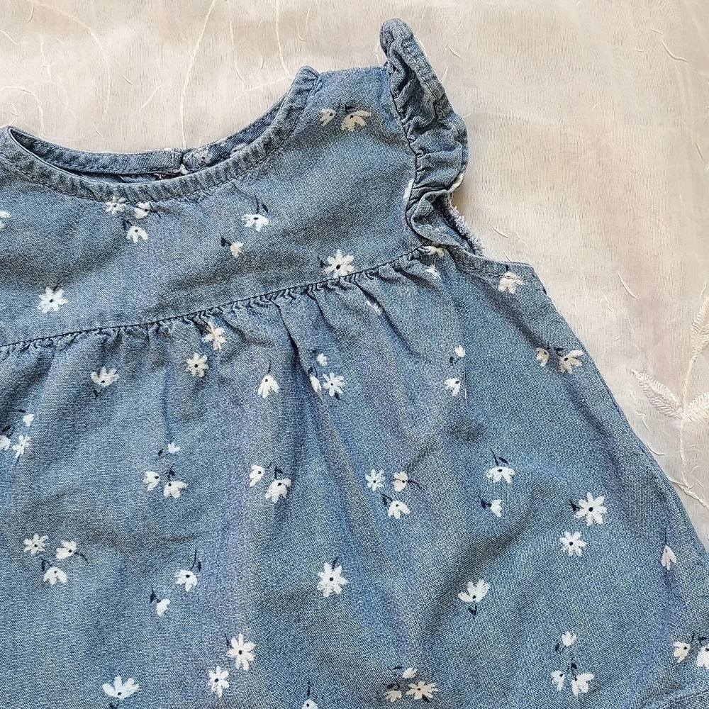 Carters Girl Denim Blue Floral Kids Outfit